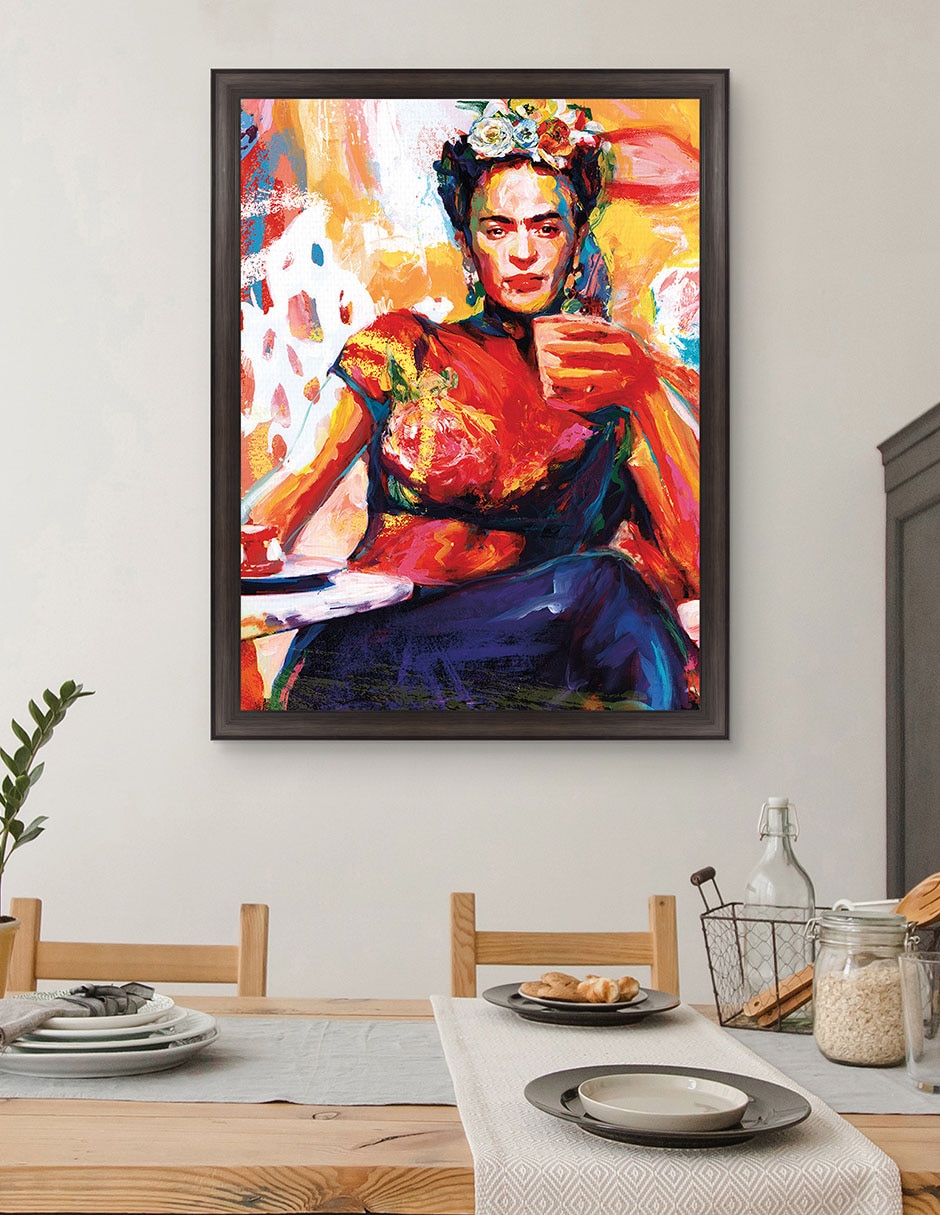 Cuadro decorativo Frida en pausa de café de Willowbrook Fine Art técnica mixta 4