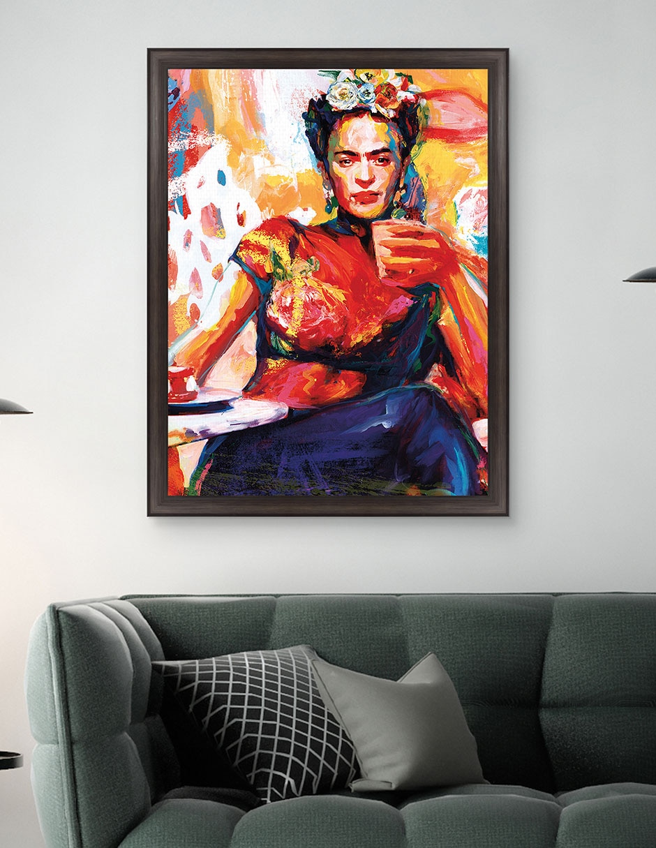 Cuadro decorativo Frida en pausa de café de Willowbrook Fine Art técnica mixta 5