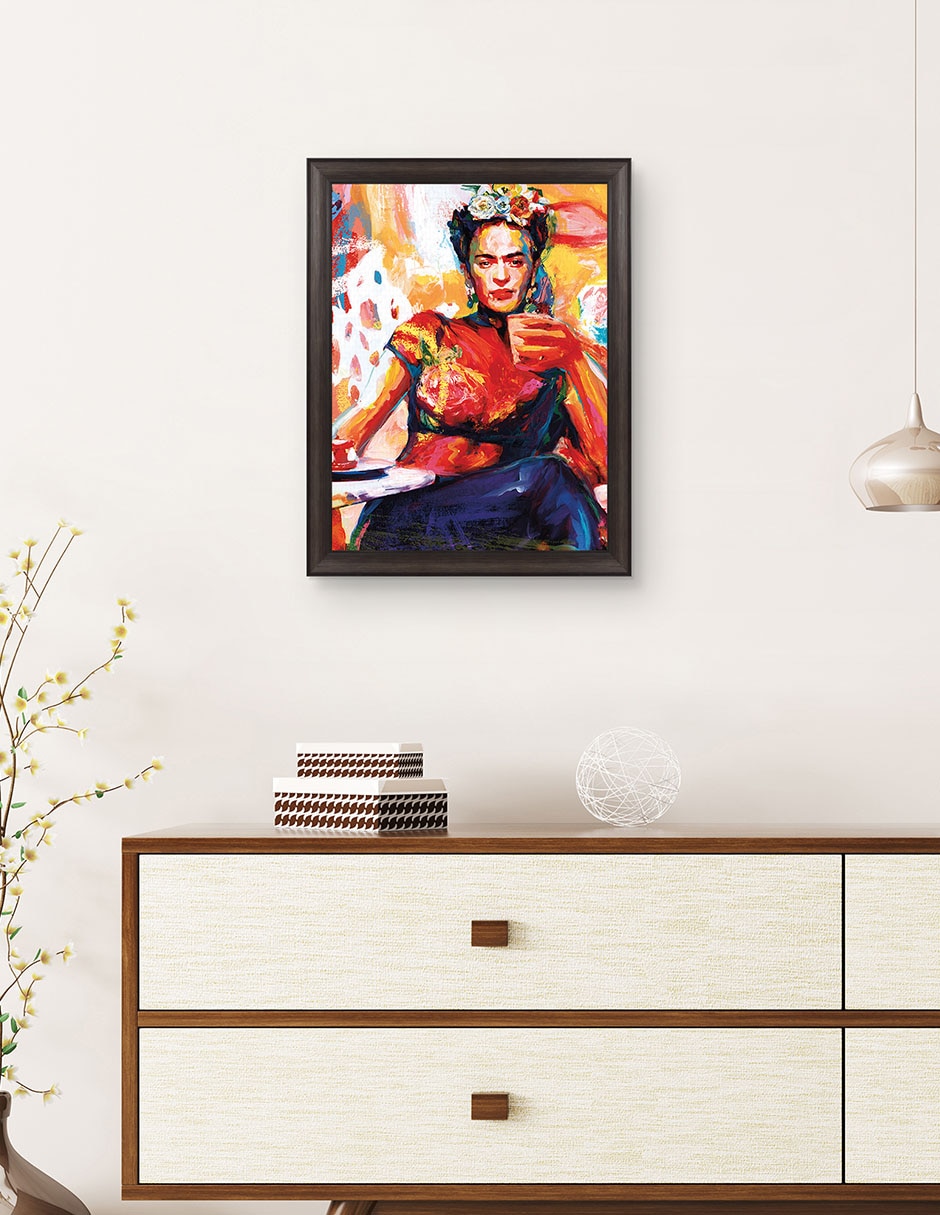 Cuadro decorativo Frida en pausa de café de Willowbrook Fine Art técnica mixta 3
