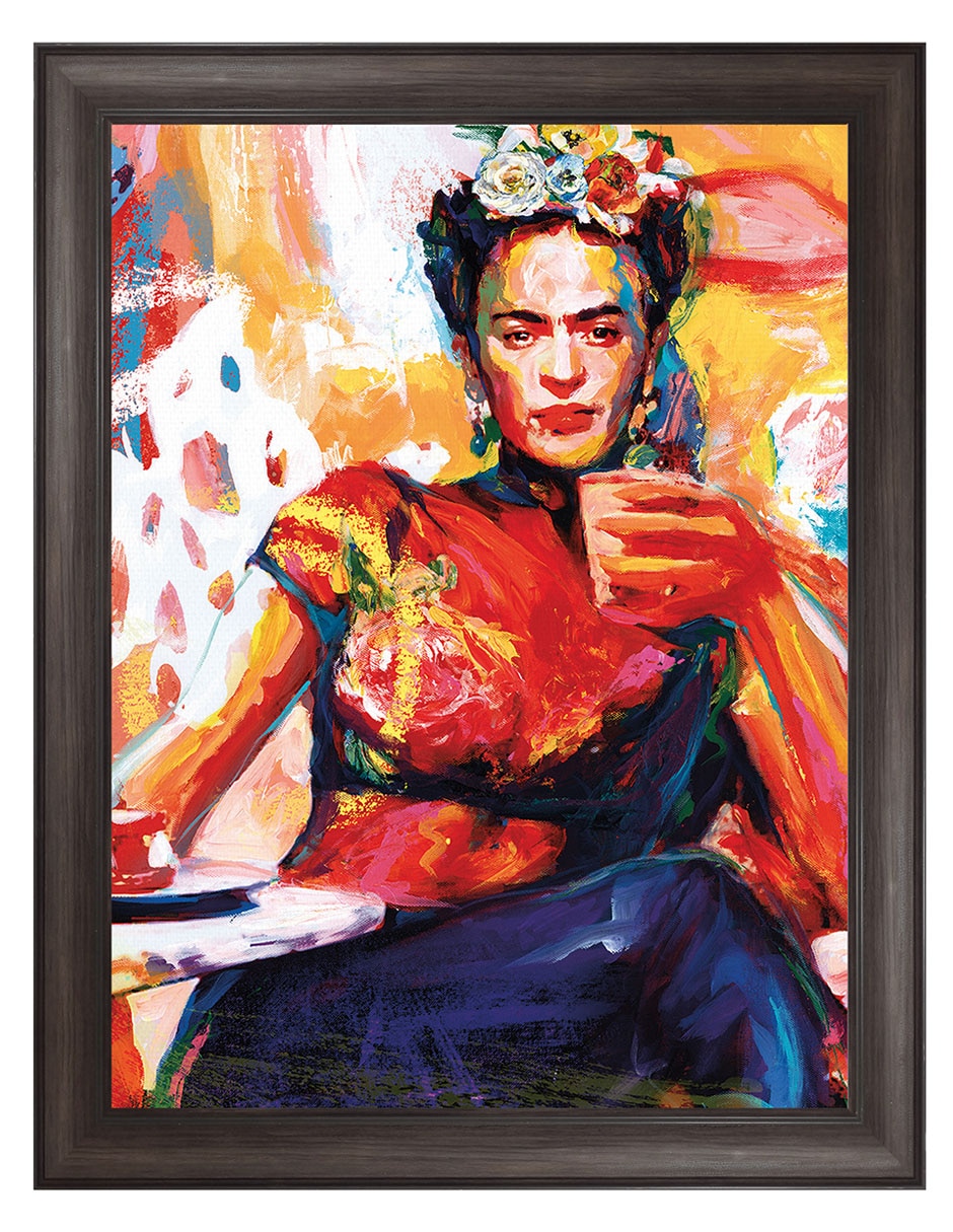 Cuadro decorativo Frida en pausa de café de Willowbrook Fine Art técnica mixta Cuadro decorativo Frida en pausa de café de Willowbrook Fine Art técnica mixta