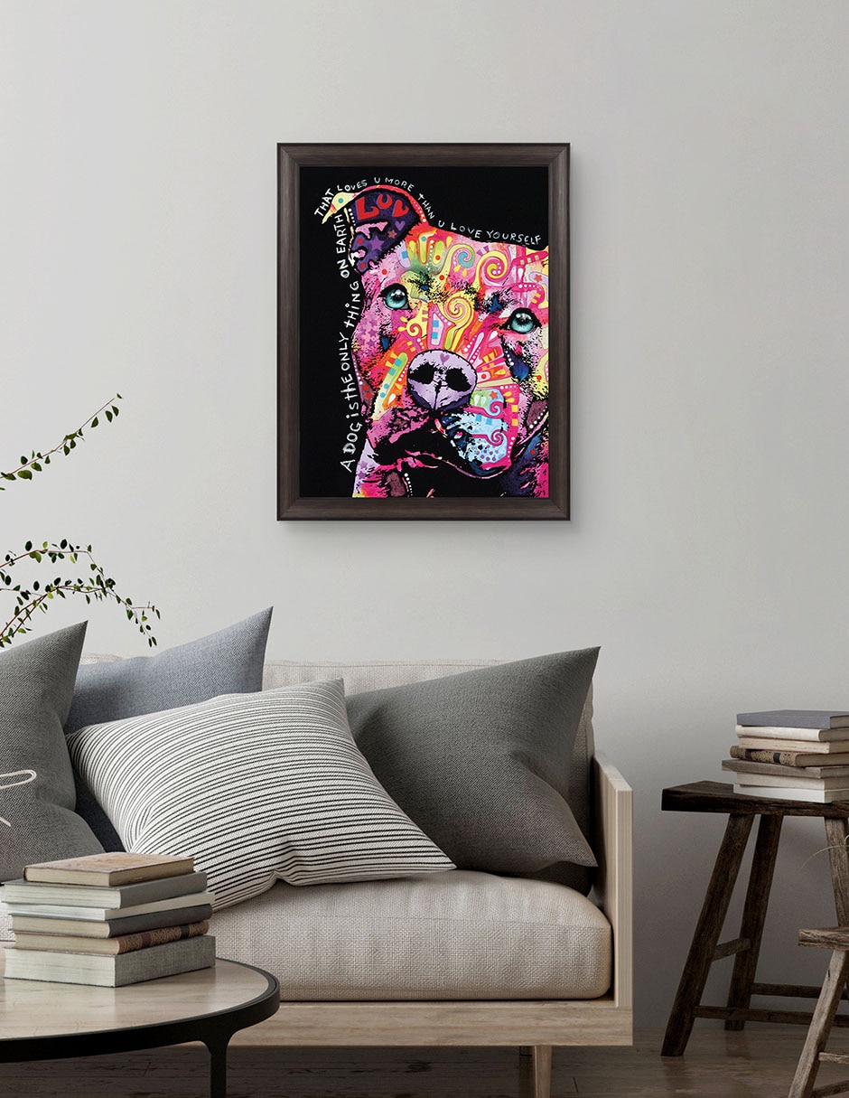 Cuadro decorativo Pitbull pensativo de Dean Russo técnica mixta 3