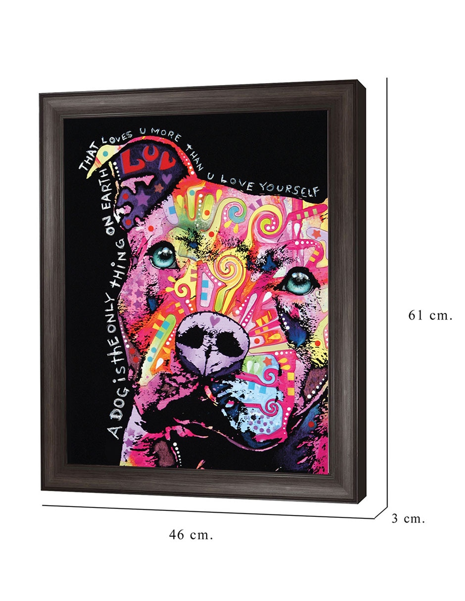 Cuadro decorativo Pitbull pensativo de Dean Russo técnica mixta 2