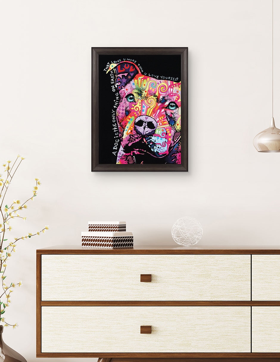 Cuadro decorativo Pitbull pensativo de Dean Russo técnica mixta 4