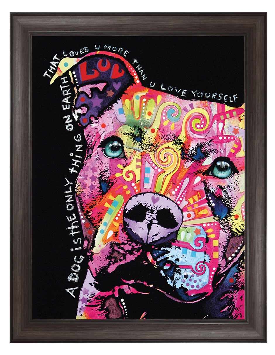 Cuadro decorativo Pitbull pensativo de Dean Russo técnica mixta