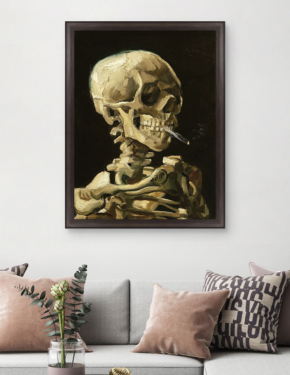 Cuadro decorativo Calavera con cigarrillo encendido de Vincent Van Gogh técnica mixta 3