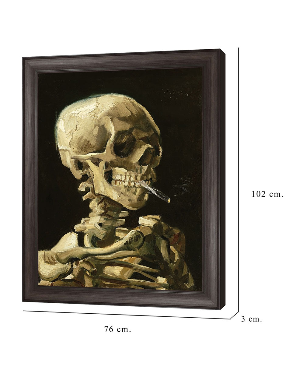 Cuadro decorativo Calavera con cigarrillo encendido de Vincent Van Gogh técnica mixta 2