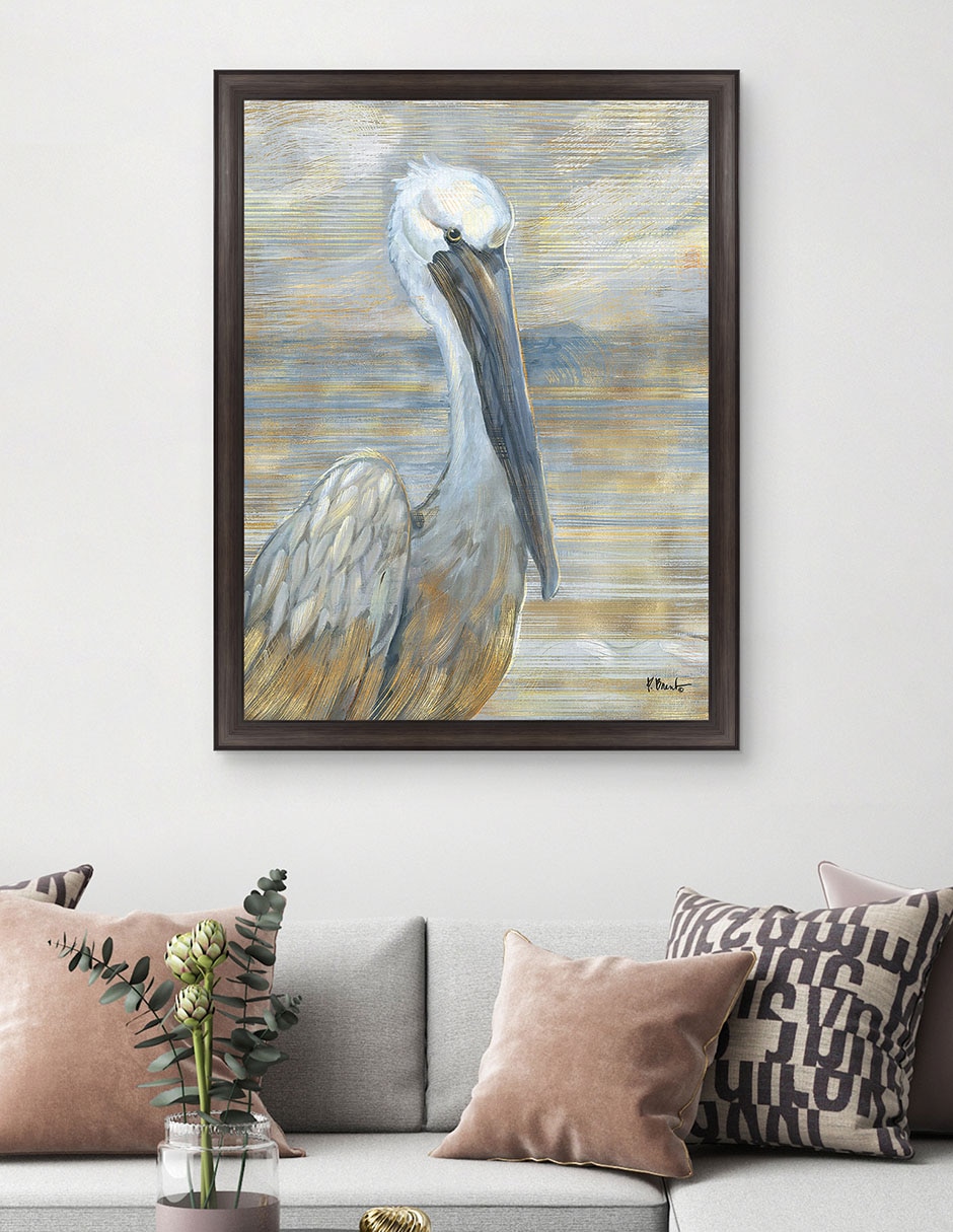 Cuadro decorativo Pelícano dorado y salado de Paul Brent técnica mixta 3