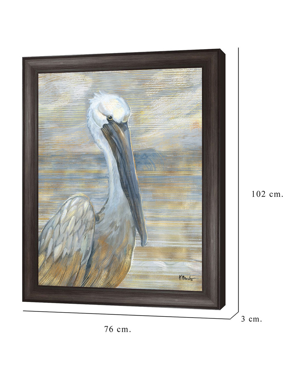 Cuadro decorativo Pelícano dorado y salado de Paul Brent técnica mixta 2