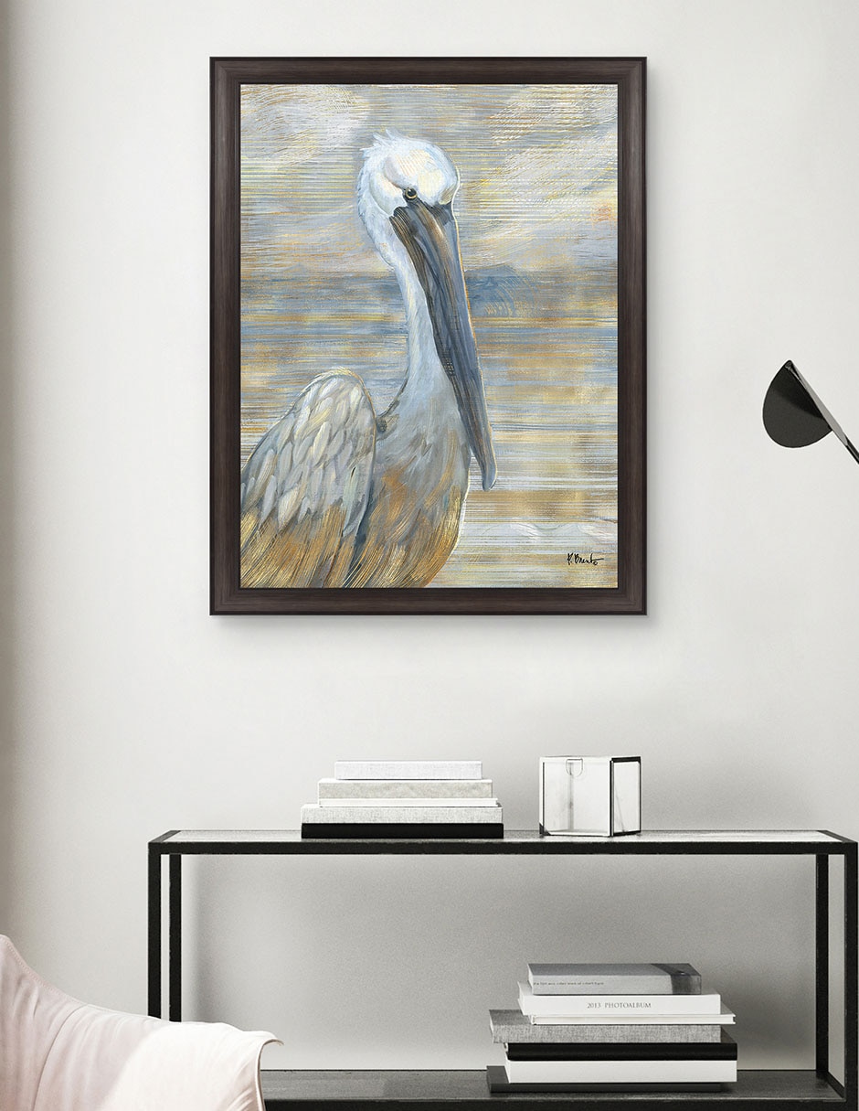 Cuadro decorativo Pelícano dorado y salado de Paul Brent técnica mixta 4
