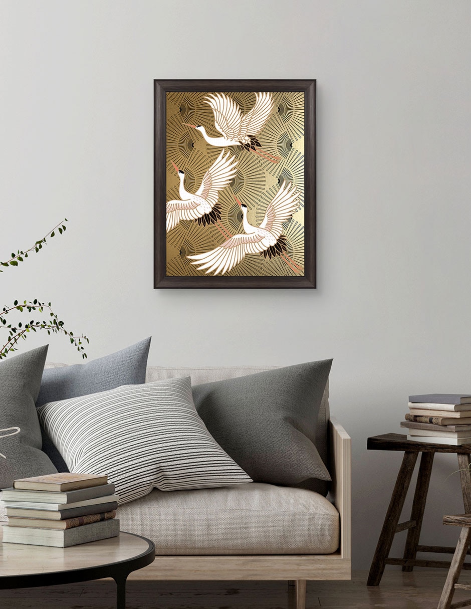 Cuadro decorativo Grulla joya japonesa de Nikki Chu técnica mixta 2