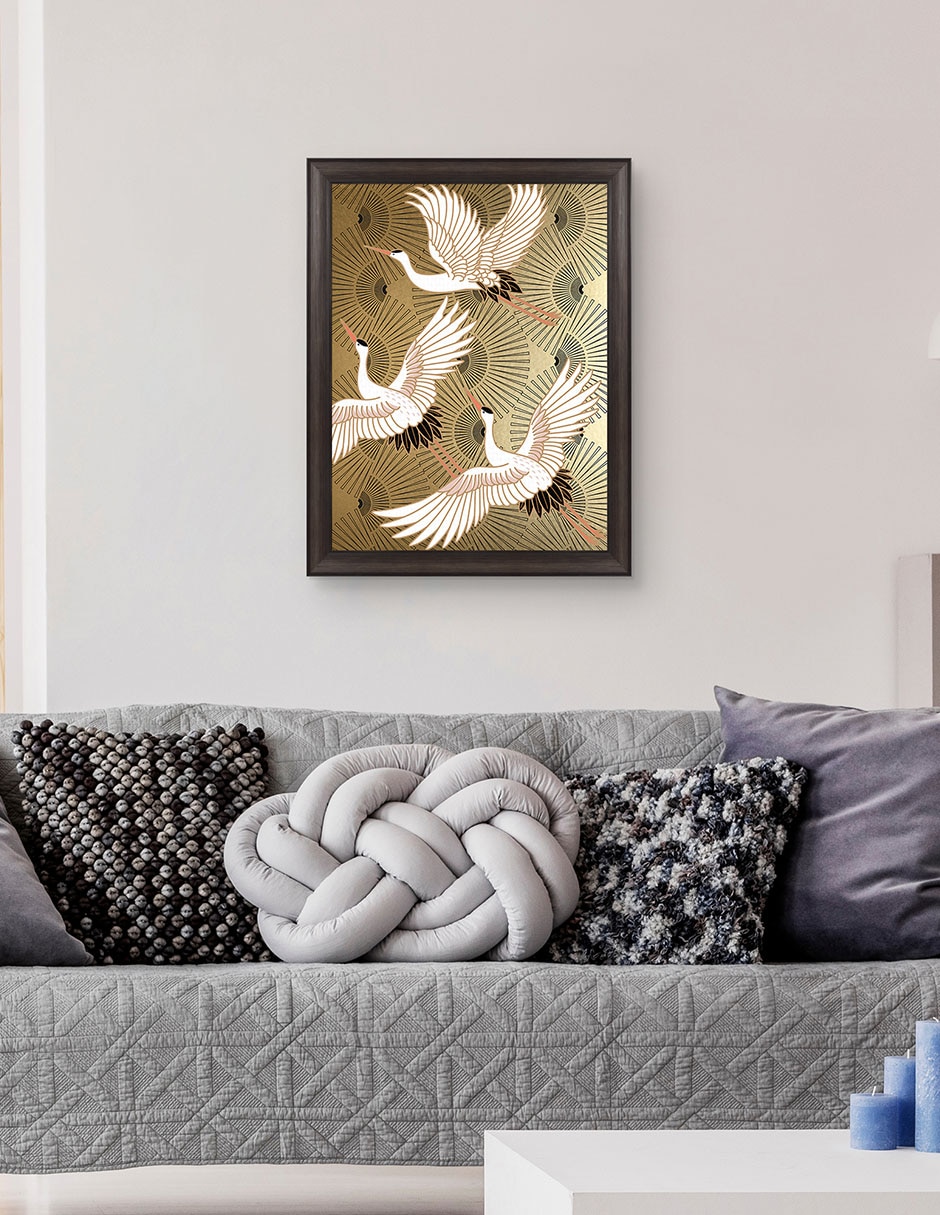 Cuadro decorativo Grulla joya japonesa de Nikki Chu técnica mixta 4