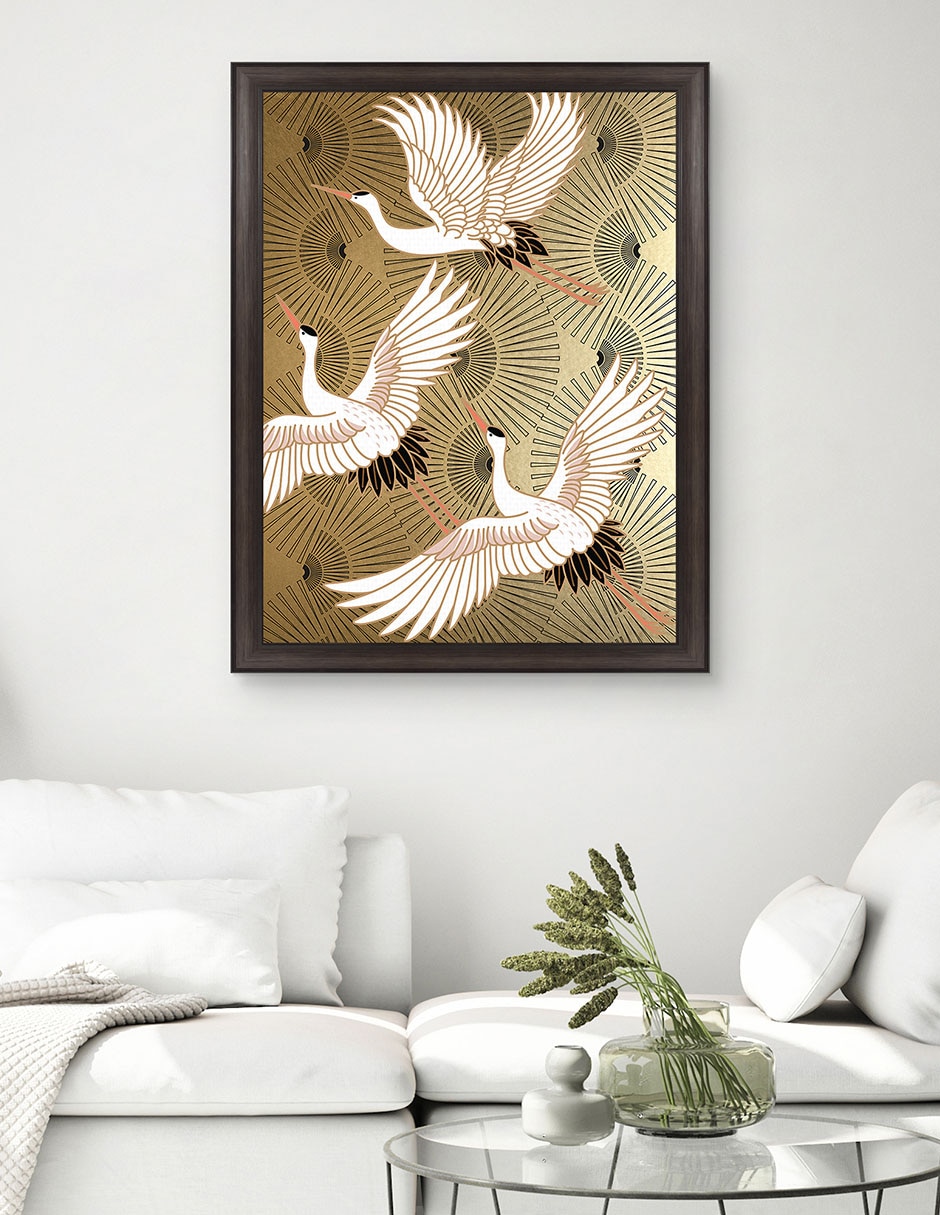 Cuadro decorativo Grulla joya japonesa de Nikki Chu técnica mixta 3