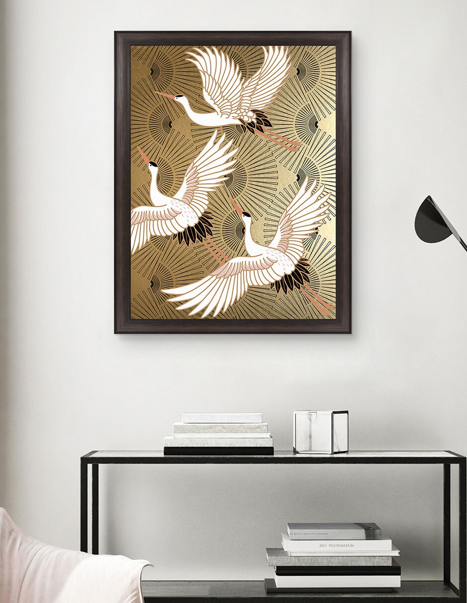 Cuadro decorativo Grulla joya japonesa de Nikki Chu técnica mixta 5