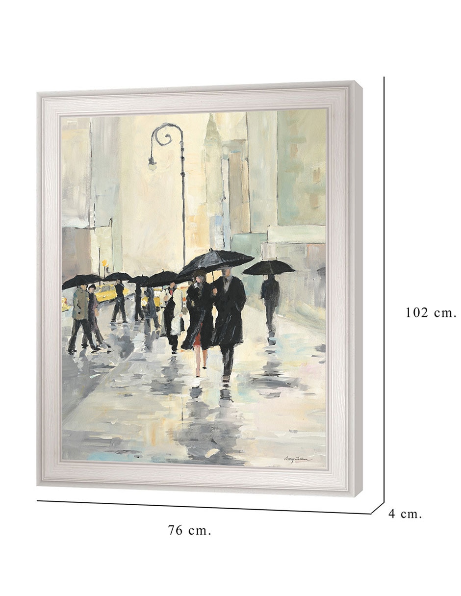 Cuadro decorativo Ciudad bajo la lluvia de Avery Tillmon técnica mixta 2