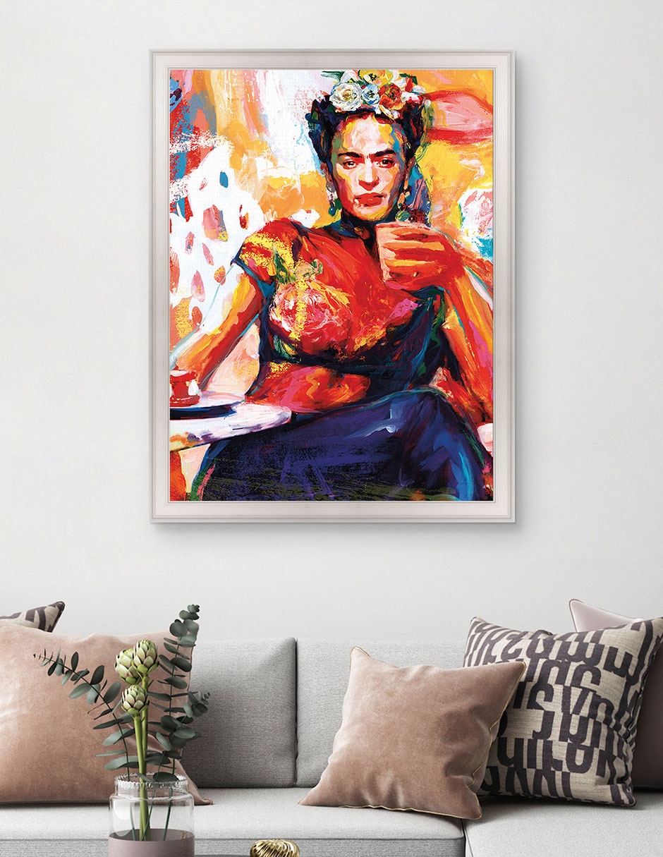Cuadro decorativo Frida en pausa de café de Willowbrook Fine Art técnica mixta 2
