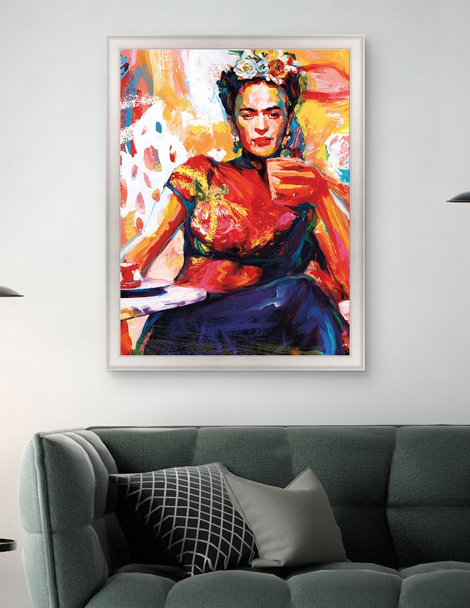 Cuadro decorativo Frida en pausa de café de Willowbrook Fine Art técnica mixta 4