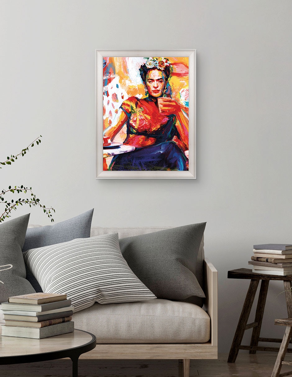 Cuadro decorativo Frida en pausa de café de Willowbrook Fine Art técnica mixta 3