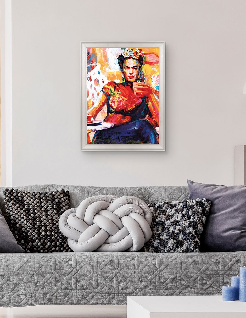 Cuadro decorativo Frida en pausa de café de Willowbrook Fine Art técnica mixta 5
