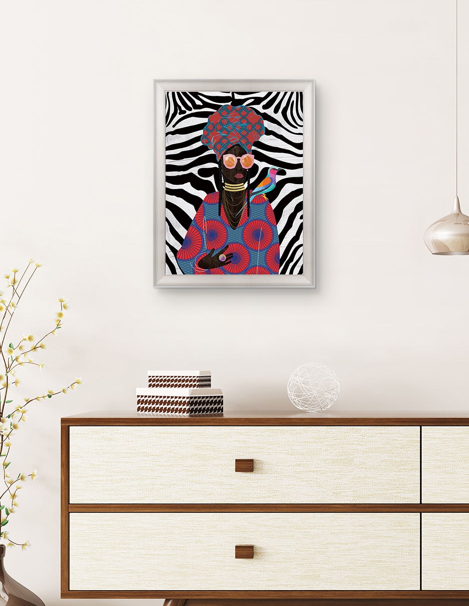Cuadro decorativo Reina moderna con turbante 2 de Nikki Chu técnica mixta 4