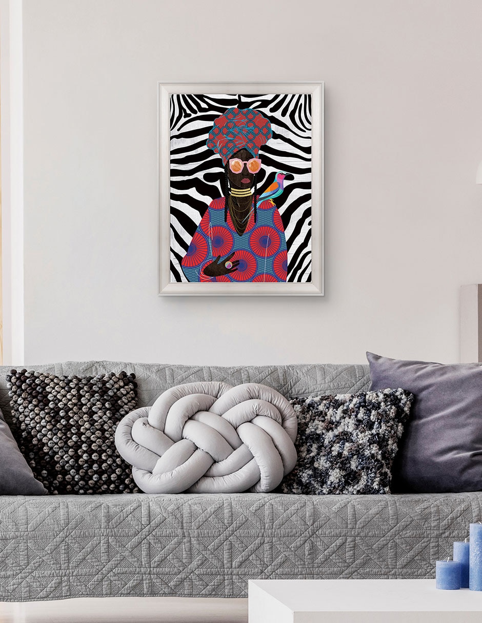 Cuadro decorativo Reina moderna con turbante 2 de Nikki Chu técnica mixta 5