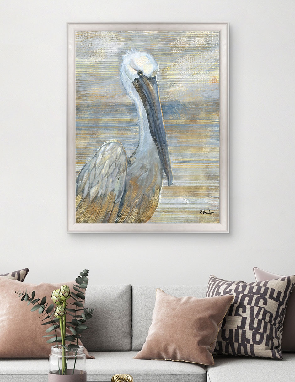 Cuadro decorativo Pelícano dorado y salado de Paul Brent técnica mixta 3