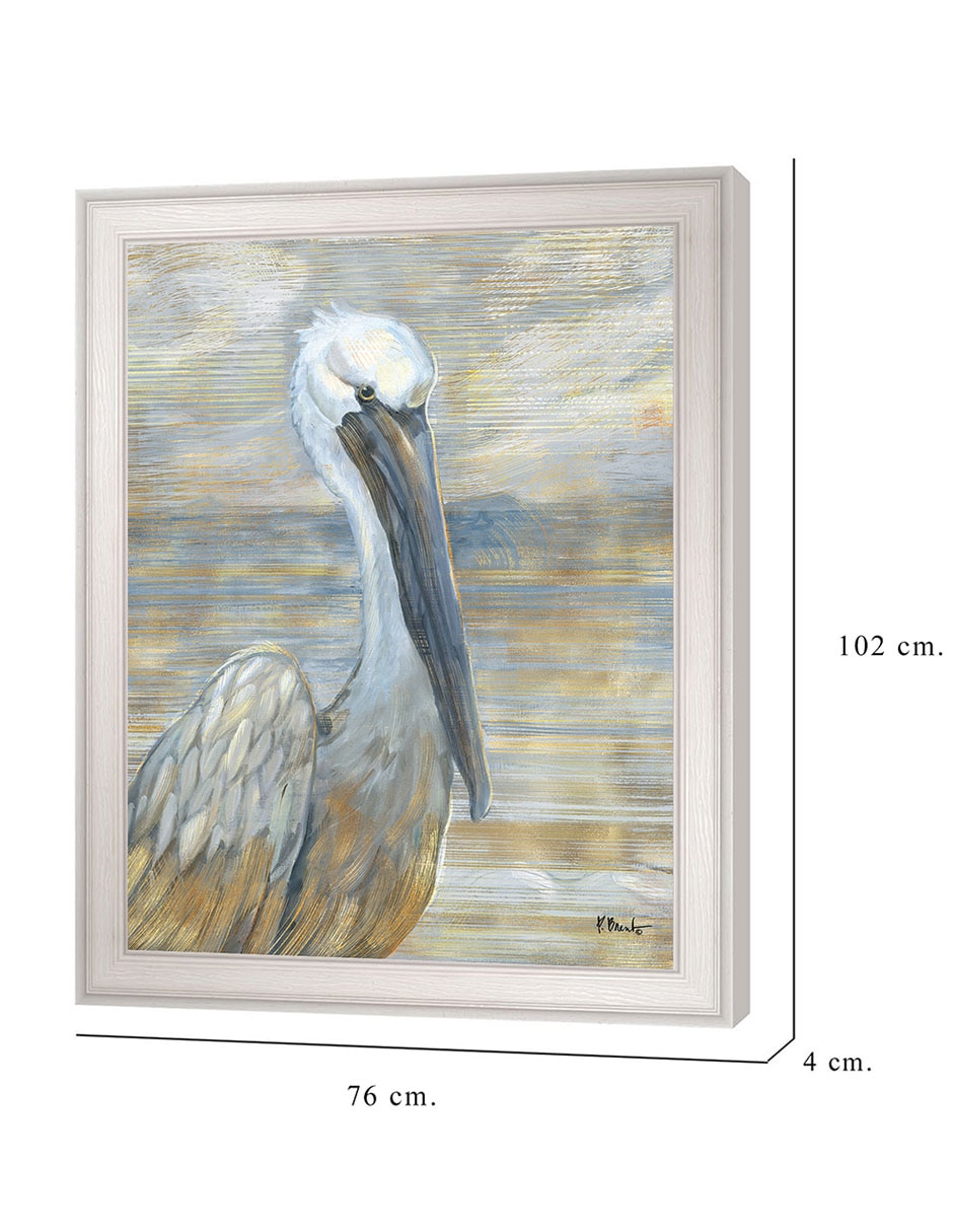 Cuadro decorativo Pelícano dorado y salado de Paul Brent técnica mixta 2