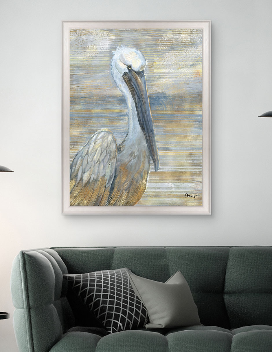 Cuadro decorativo Pelícano dorado y salado de Paul Brent técnica mixta 5