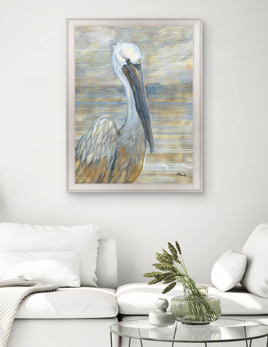 Cuadro decorativo Pelícano dorado y salado de Paul Brent técnica mixta 2
