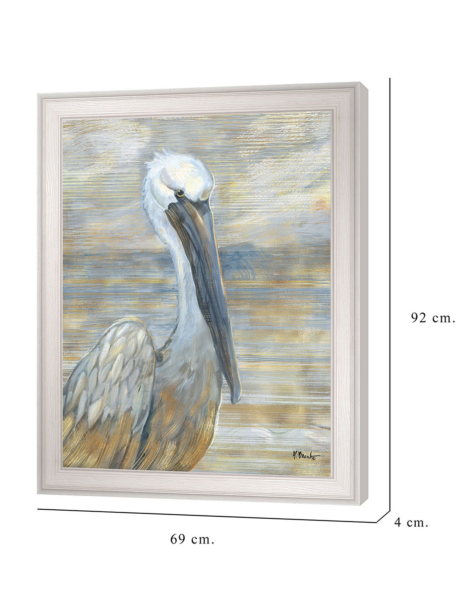 Cuadro decorativo Pelícano dorado y salado de Paul Brent técnica mixta 8