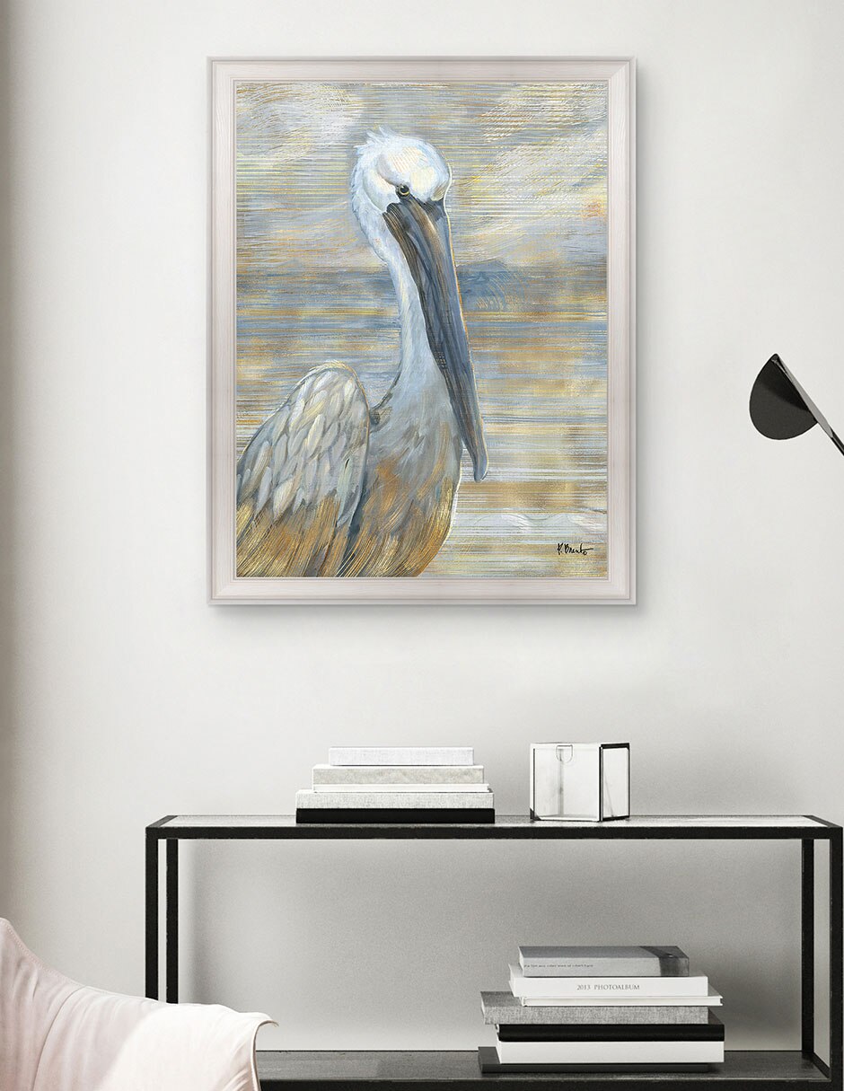 Cuadro decorativo Pelícano dorado y salado de Paul Brent técnica mixta 4