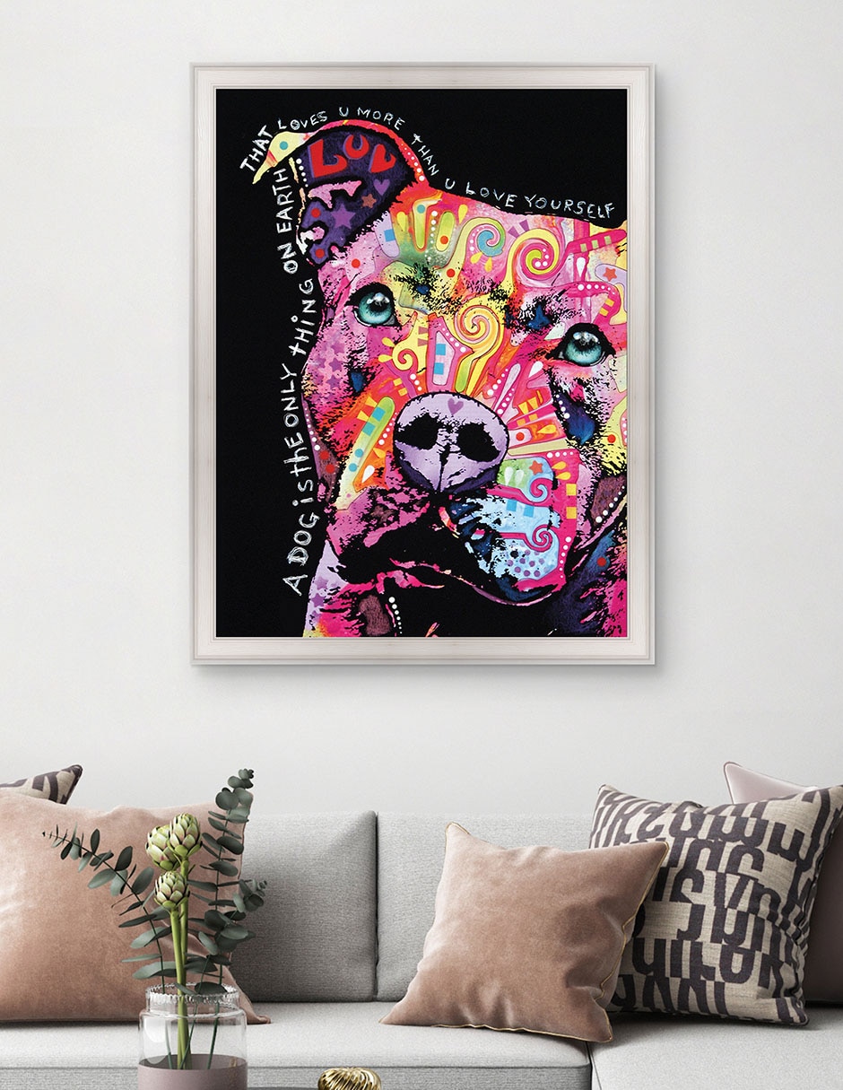 Cuadro decorativo Pitbull pensativo de Dean Russo técnica mixta 3
