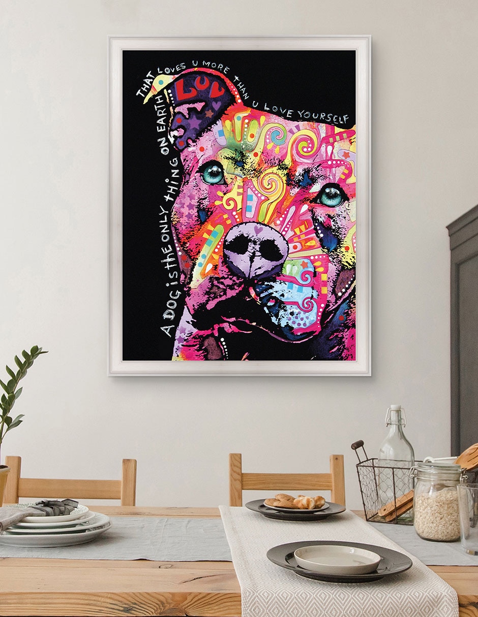 Cuadro decorativo Pitbull pensativo de Dean Russo técnica mixta 4