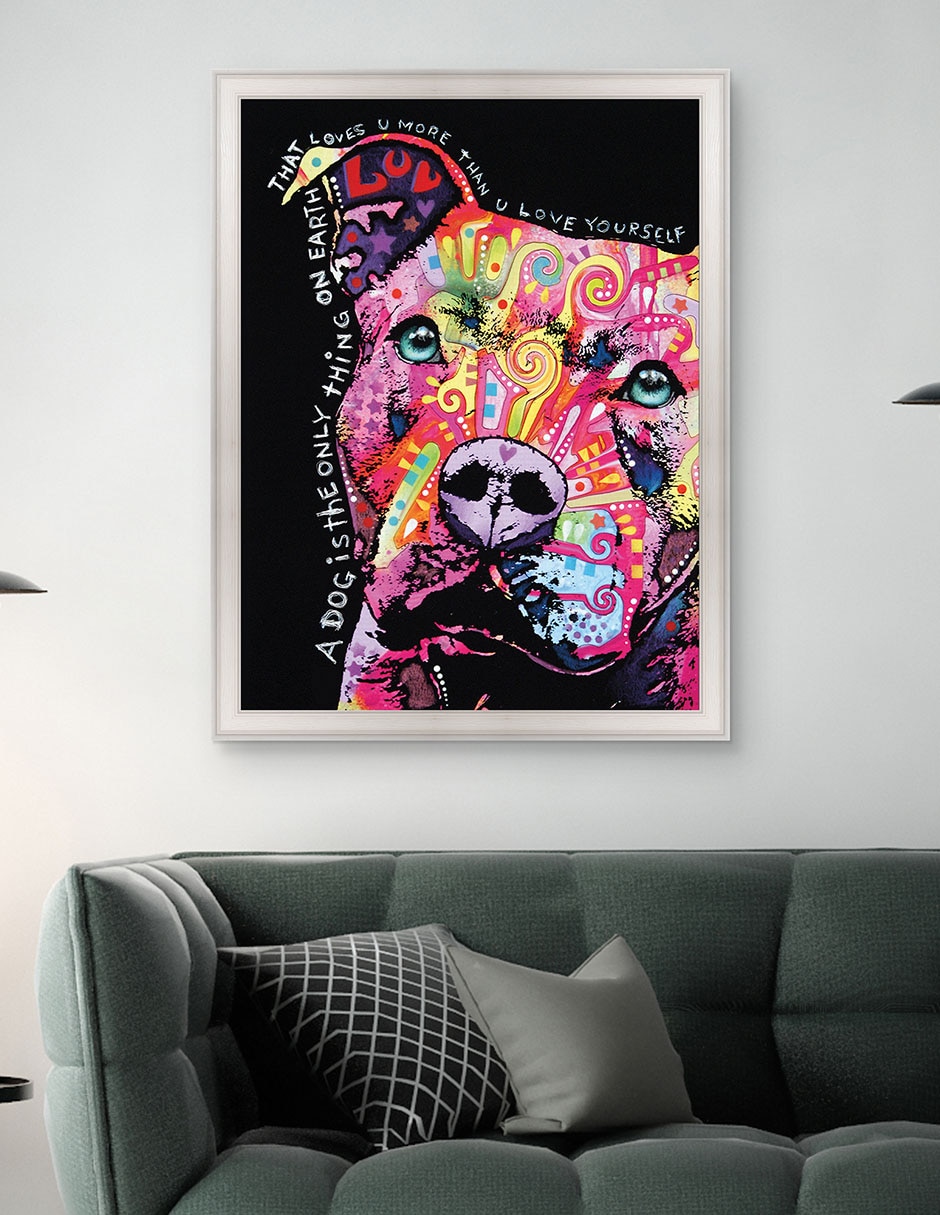 Cuadro decorativo Pitbull pensativo de Dean Russo técnica mixta 5