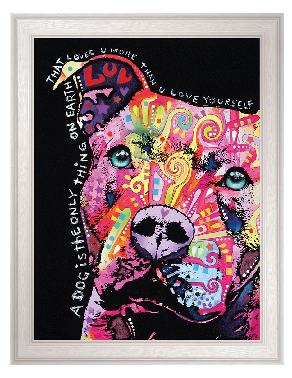 Cuadro decorativo Pitbull pensativo de Dean Russo técnica mixta Cuadro decorativo Pitbull pensativo de Dean Russo técnica mixta