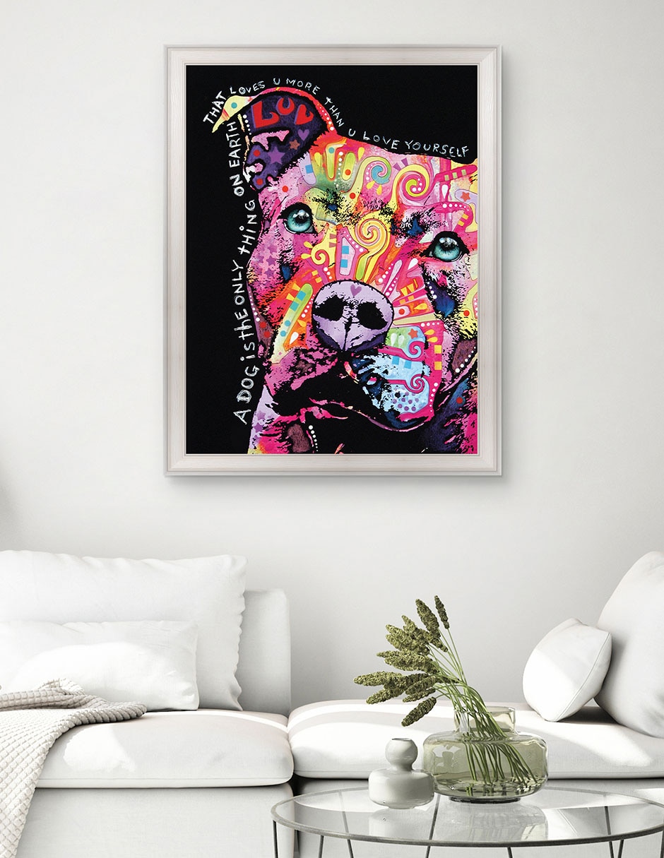 Cuadro decorativo Pitbull pensativo de Dean Russo técnica mixta 2