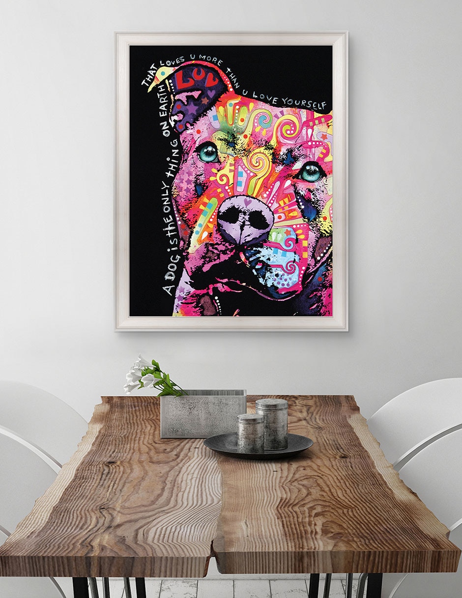 Cuadro decorativo Pitbull pensativo de Dean Russo técnica mixta 3