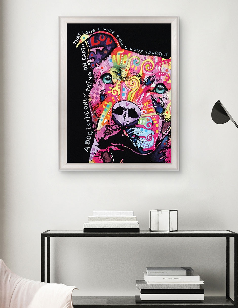 Cuadro decorativo Pitbull pensativo de Dean Russo técnica mixta 4