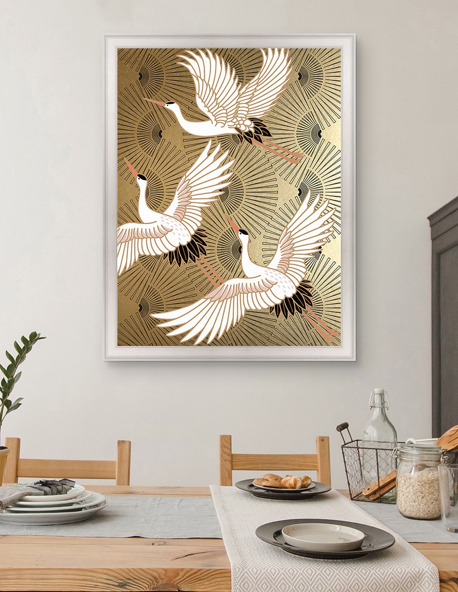 Cuadro decorativo Grulla joya japonesa de Nikki Chu técnica mixta 4