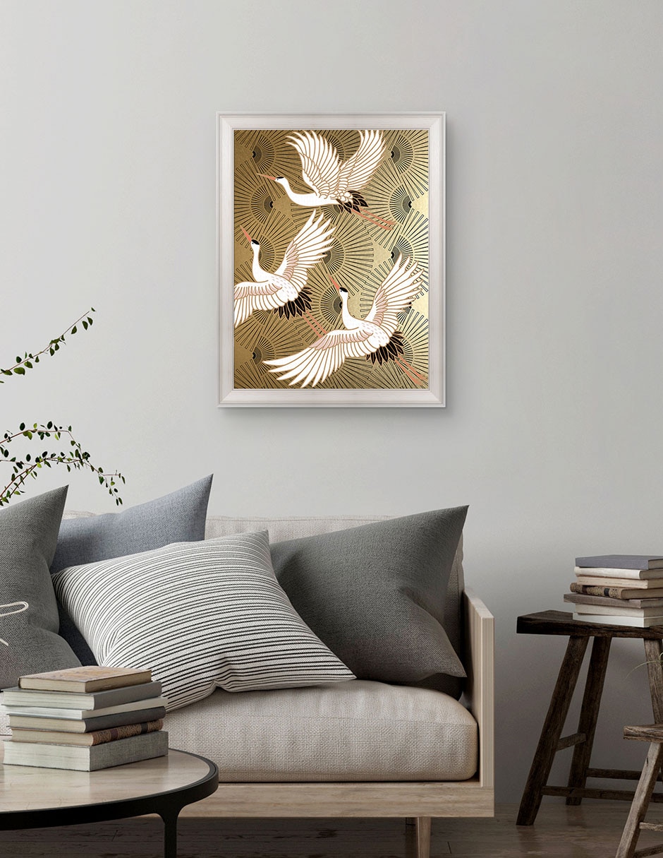 Cuadro decorativo Grulla joya japonesa de Nikki Chu técnica mixta 2