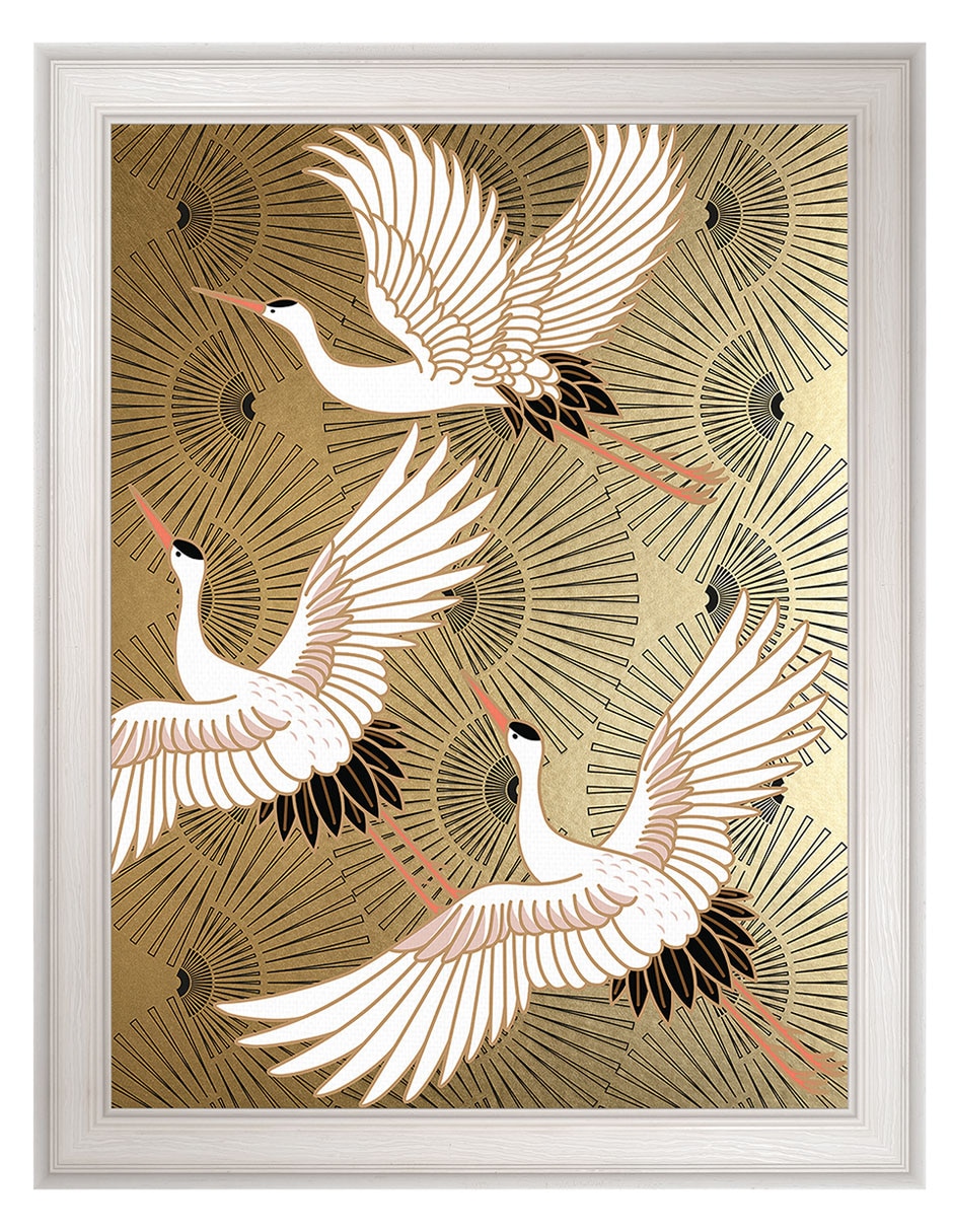 Cuadro decorativo Grulla joya japonesa de Nikki Chu técnica mixta