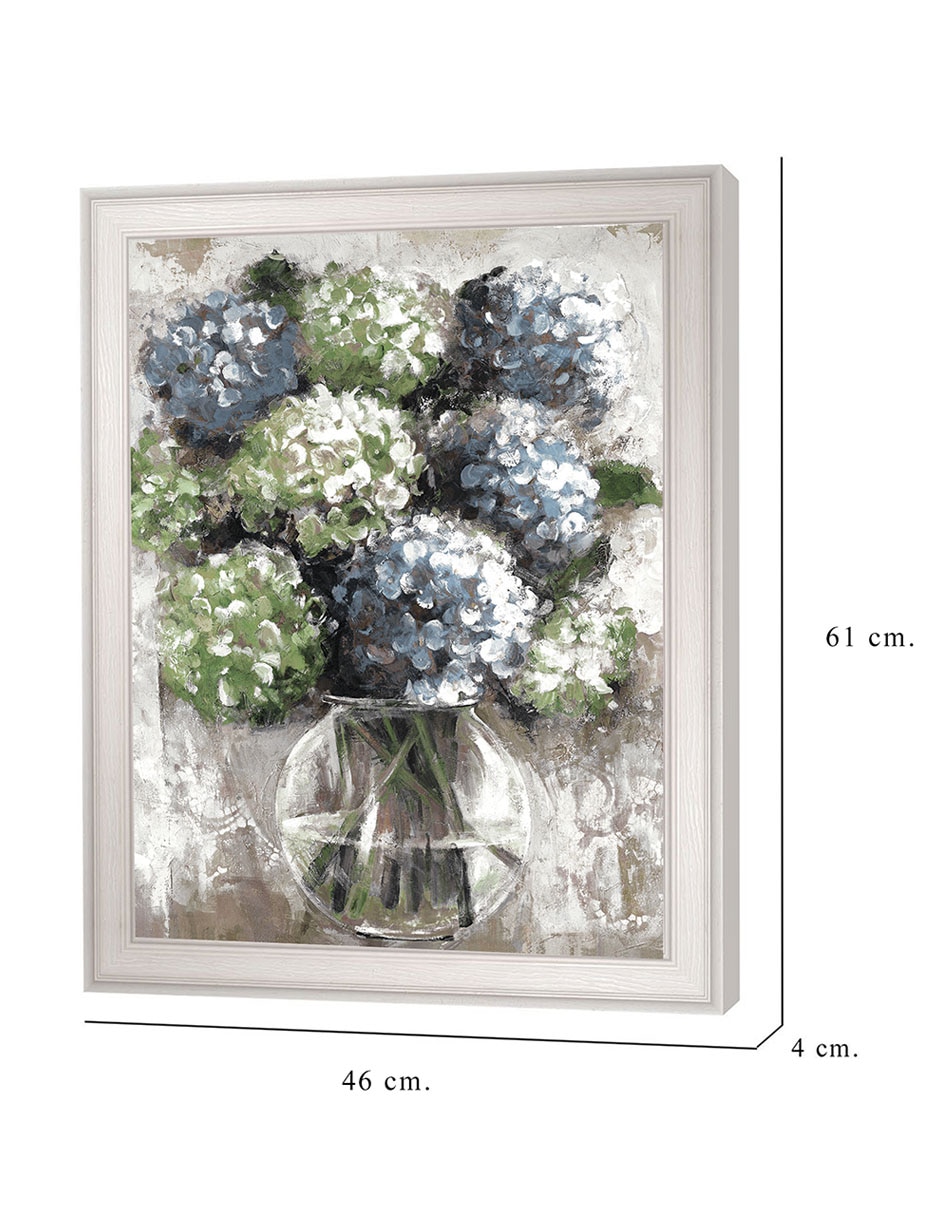 Cuadro decorativo Estudio de hortensias azules de Sandy Doonan técnica mixta 2