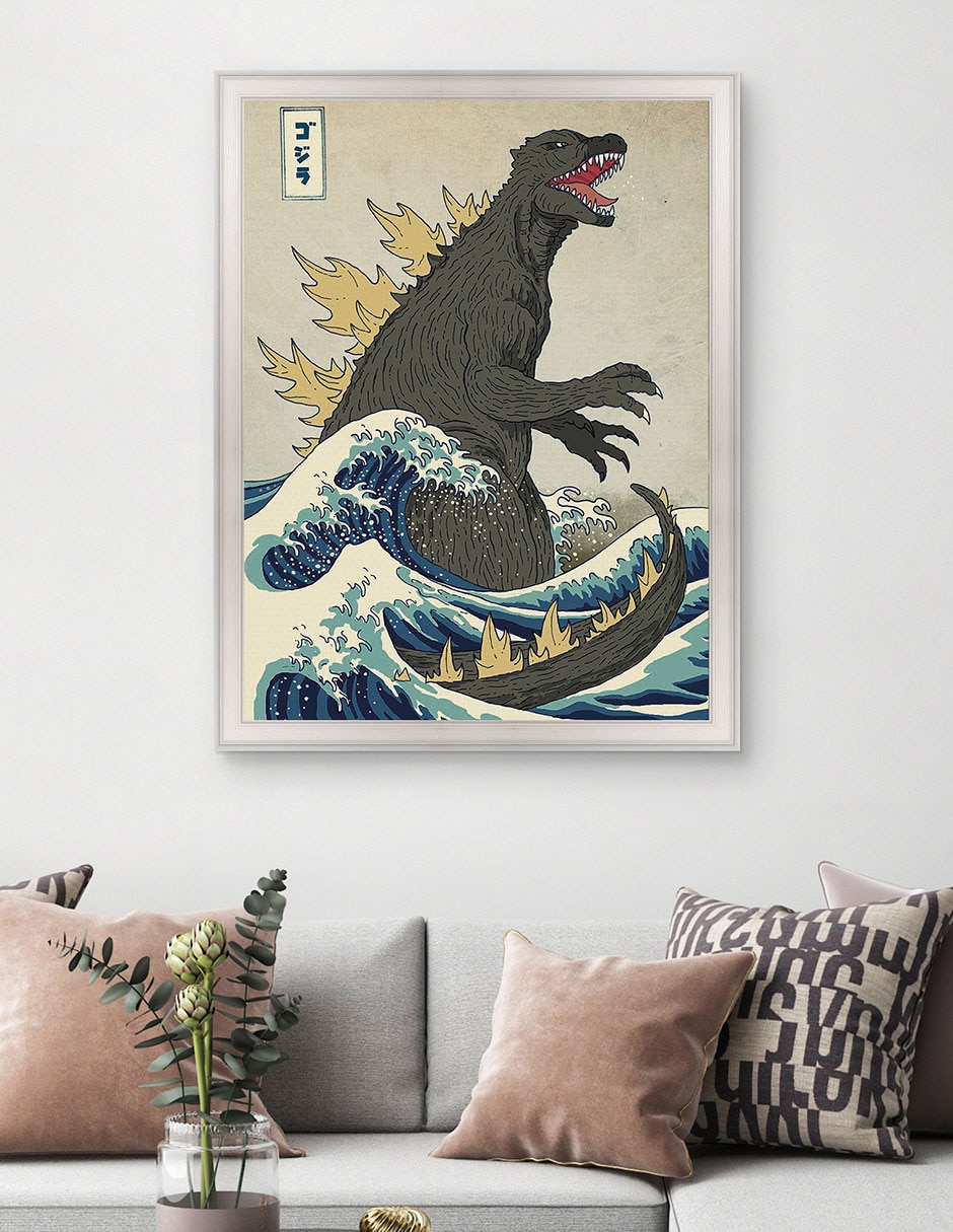 Cuadro decorativo El gran monstruo de Kanagawa de Michael Buxton técnica mixta 3