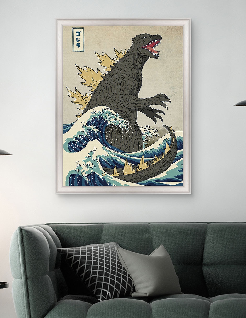 Cuadro decorativo El gran monstruo de Kanagawa de Michael Buxton técnica mixta 5