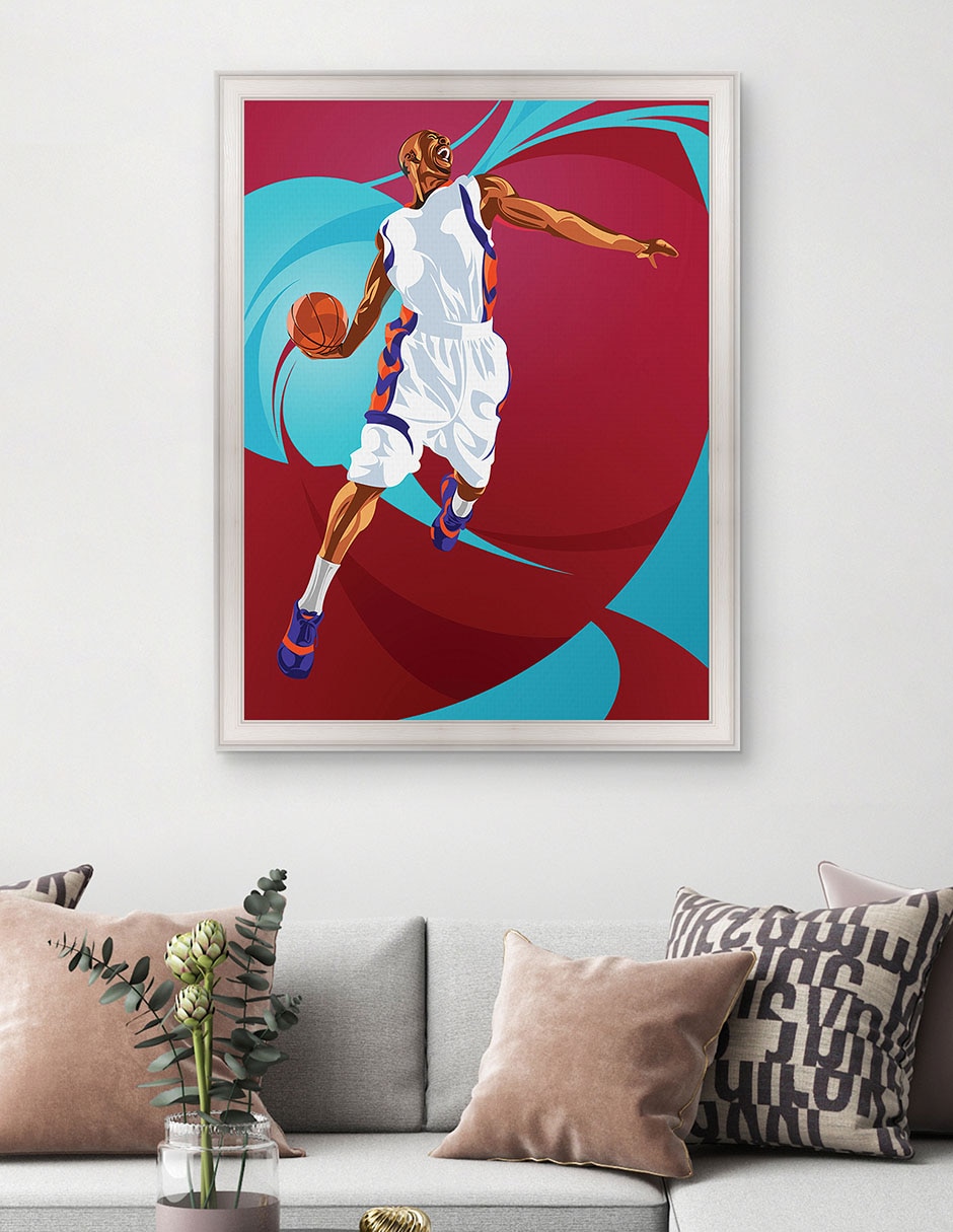 Cuadro decorativo Clavada de baloncesto de Nikita Abakumov técnica mixta 3