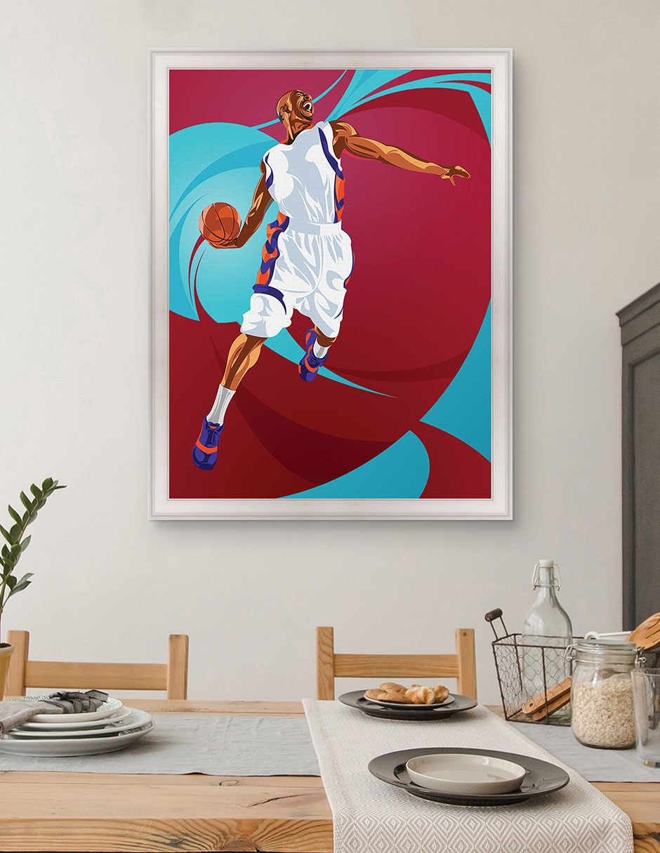 Cuadro decorativo Clavada de baloncesto de Nikita Abakumov técnica mixta 4