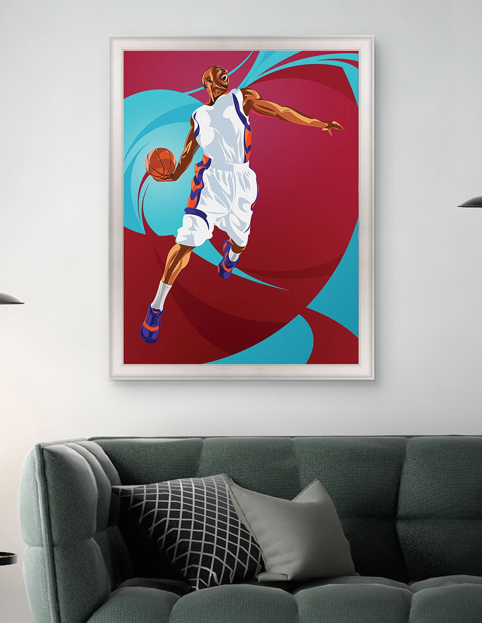 Cuadro decorativo Clavada de baloncesto de Nikita Abakumov técnica mixta 5