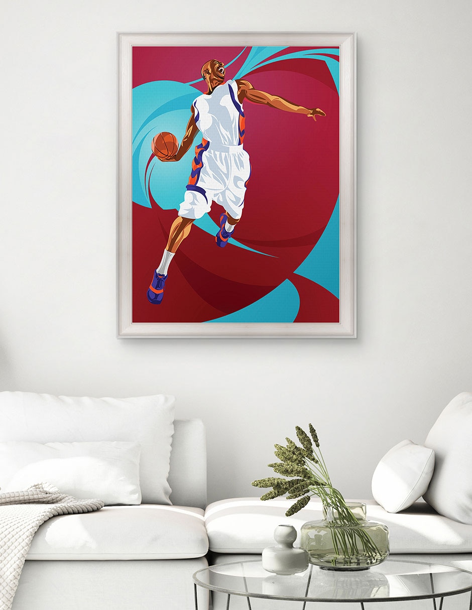 Cuadro decorativo Clavada de baloncesto de Nikita Abakumov técnica mixta 2