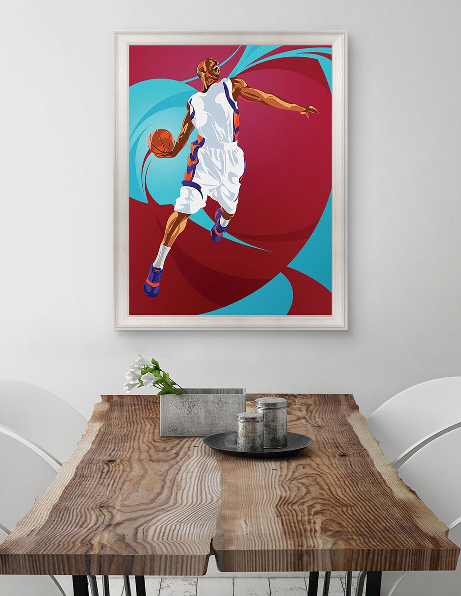 Cuadro decorativo Clavada de baloncesto de Nikita Abakumov técnica mixta 3