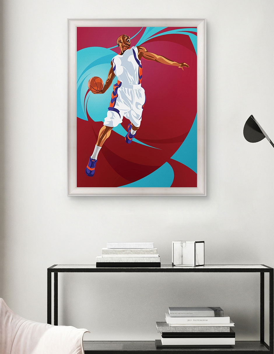 Cuadro decorativo Clavada de baloncesto de Nikita Abakumov técnica mixta 4