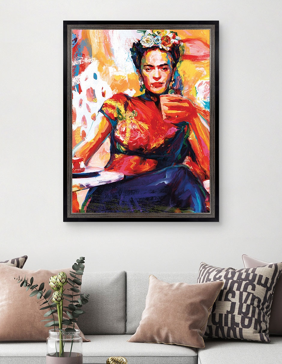 Cuadro decorativo Frida en pausa de café de Willowbrook Fine Art técnica mixta 3